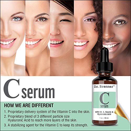 Vitamin C Serum 20% Pure L-Ascorbic Acid with Ferulic Acid, Vitamin E, HA, and Vitamin B5 for Face and Eyes - Natural Anti Aging Anti Wrinkle Serum Set of 2 by Dr. Brenner Avelisse