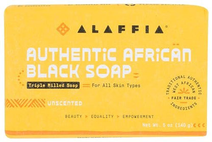 Alaffia Unscented Authentic African Black Soap, 5 oz - Natural & Fair Trade