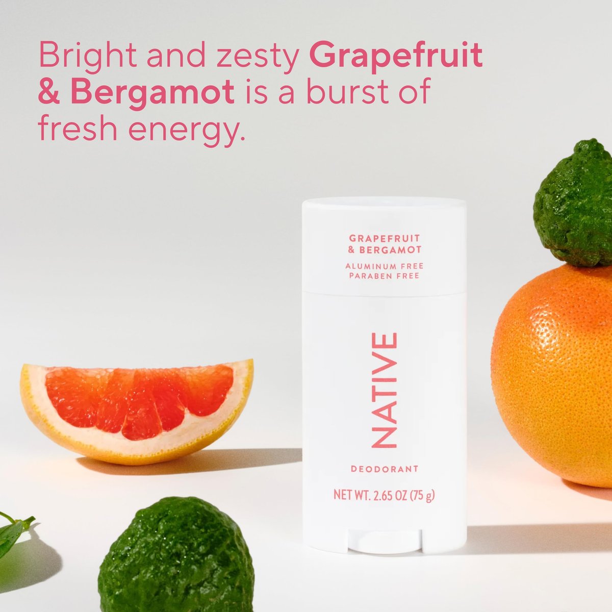 Native Deodorant - Grapefruit & Bergamot, Aluminum Free, 72 Hour Odor Control for Women and Men, 2.65 oz - görsel 8