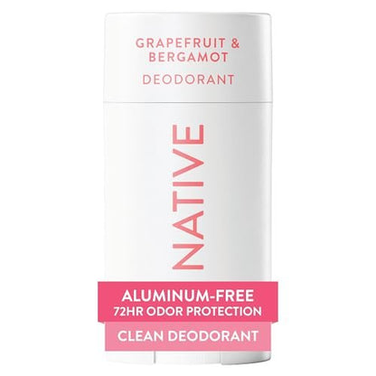 Native Deodorant - Grapefruit & Bergamot, Aluminum Free, 72 Hour Odor Control for Women and Men, 2.65 oz