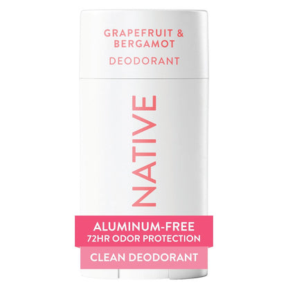 Native Deodorant - Grapefruit & Bergamot, Aluminum Free, 72 Hour Odor Control for Women and Men, 2.65 oz