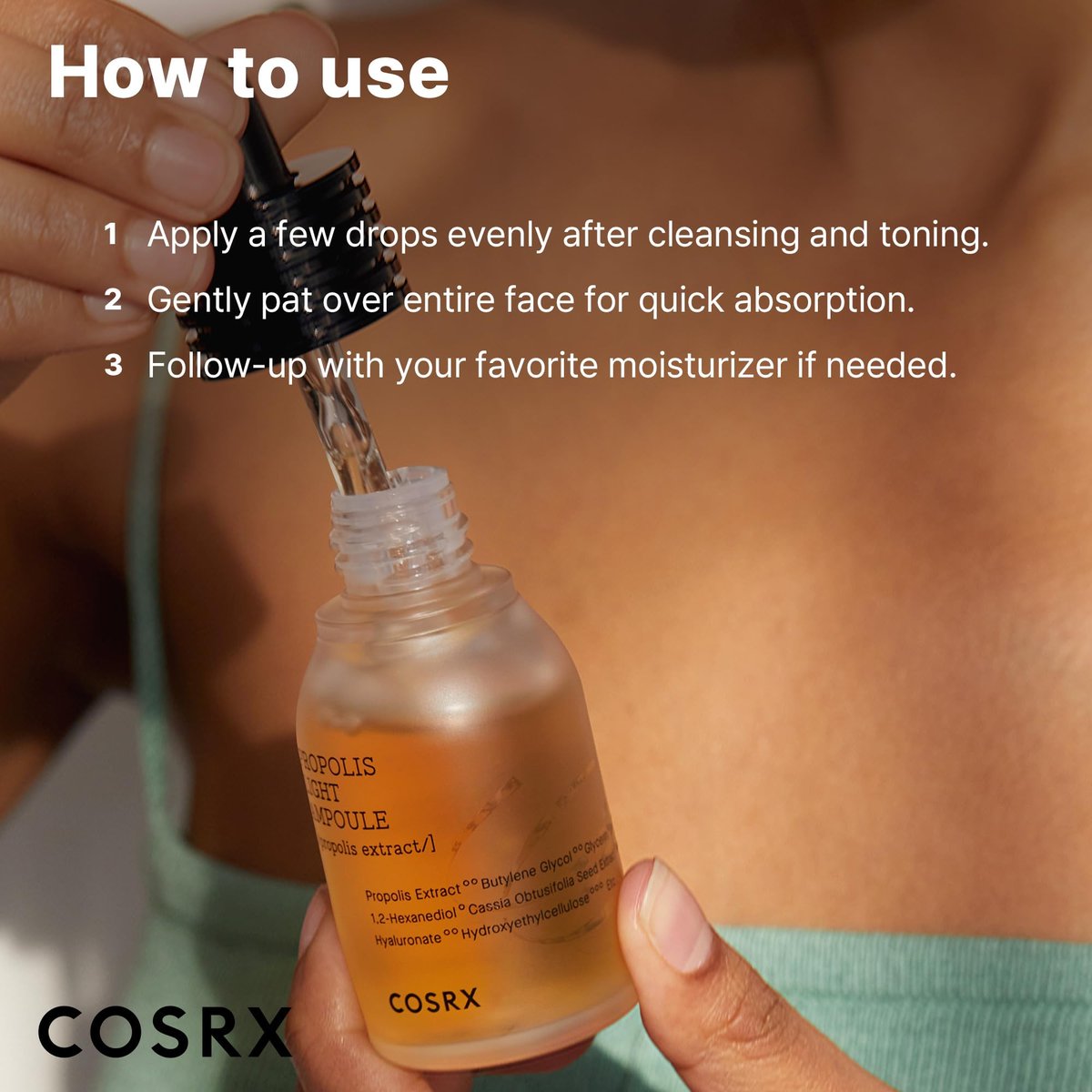 COSRX Propolis Ampoule - Glow Boosting Serum with 73.5% Propolis Extract, 30ml Hydrating Essence for Sensitive Skin, Fine Lines, Uneven Skintone - Korean Skincare - görsel 7