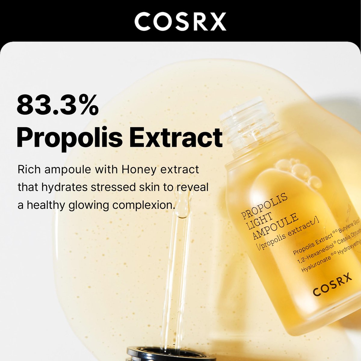 COSRX Propolis Ampoule - Glow Boosting Serum with 73.5% Propolis Extract, 30ml Hydrating Essence for Sensitive Skin, Fine Lines, Uneven Skintone - Korean Skincare - görsel 3