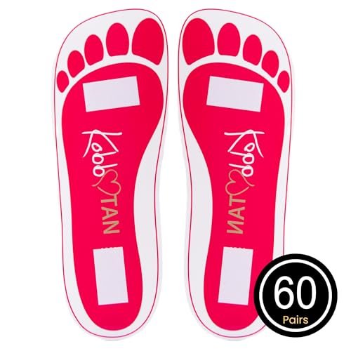 KOBBTAN Disposable Spray Tan Feet Pads – 60 Pairs (120 Feet) Non-Slip, Comfortable, Hygienic Pink Pads for Tanning Booth, Sunless Tanning at Home or Salon Avelisse