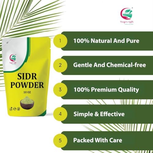 Yogi's Gift Organically Grown Sidr Leaf Powder - Natural Herbal Hair Cleanser & Conditioner, Rejuvenates Hair Follicles (10 Oz) Avelisse