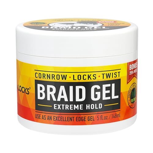 AllDay Locks Braid Gel Extreme Hold - Braiding Gel for Cornrows, Locks & Twisting - Moisturizing Edge Control for Women and Men - Natural Formula, 5 oz