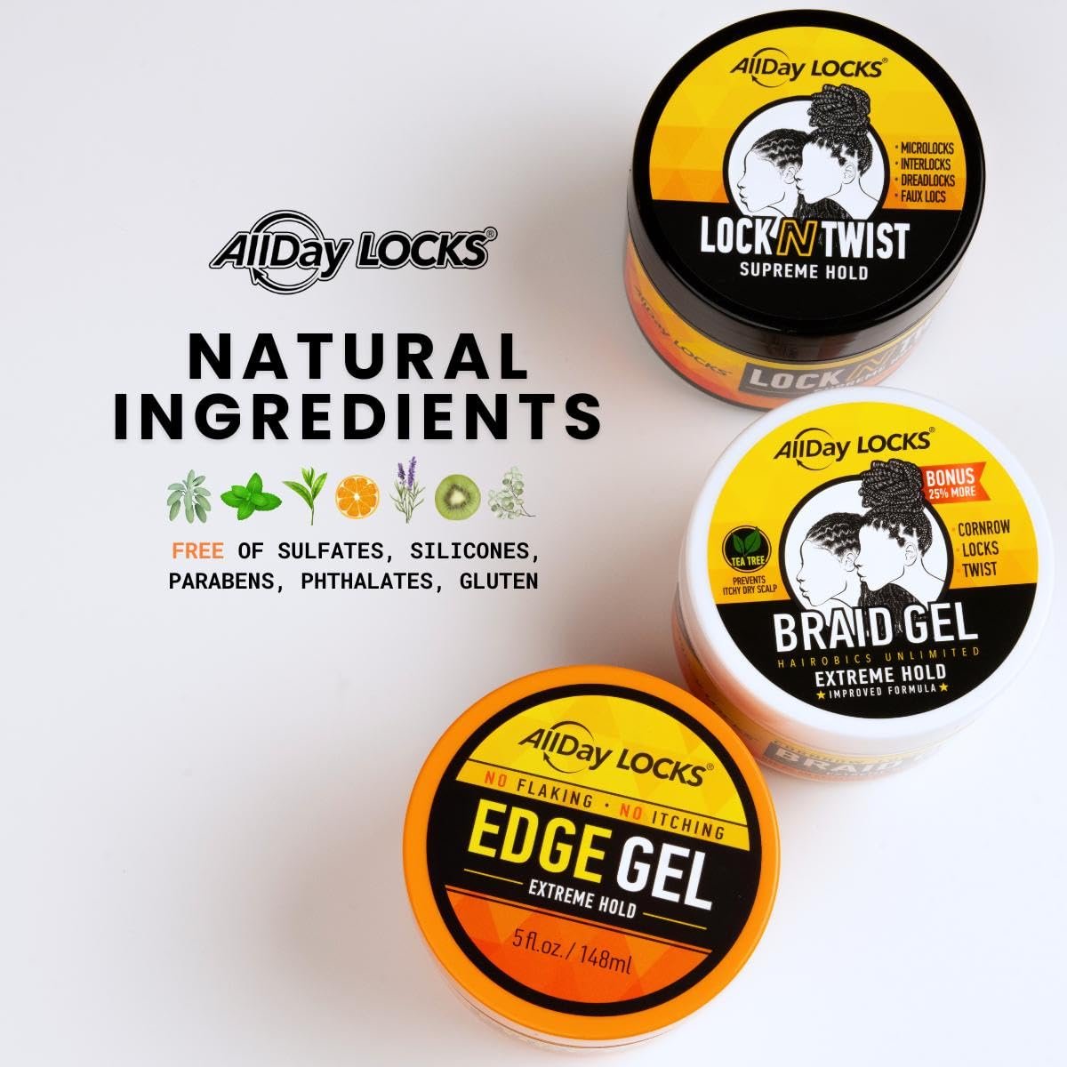 AllDay Locks Braid Gel Extreme Hold – Braiding Gel for Cornrows, Locks & Twisting, Moisturizing Edge Control, Natural Formula, 15 oz - görsel 8