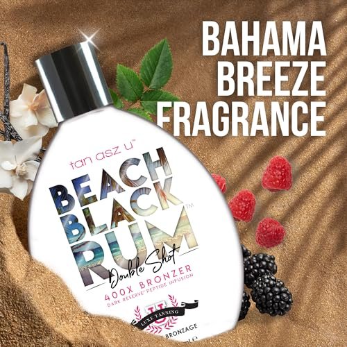 Tan Asz U Beach Black Rum Tanning Lotion – Double Shot 400X Bronzer, Dark Reserve Peptide Infusion, 13.5 oz Avelisse