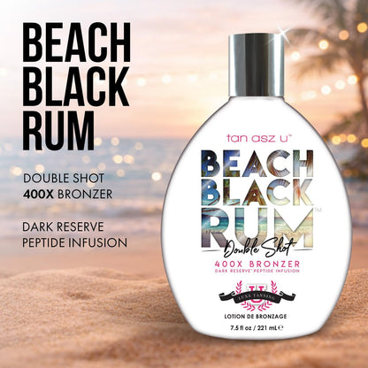 Tan Asz U Beach Black Rum Tanning Lotion – Double Shot 400X Bronzer, Dark Reserve Peptide Infusion, 13.5 oz Avelisse