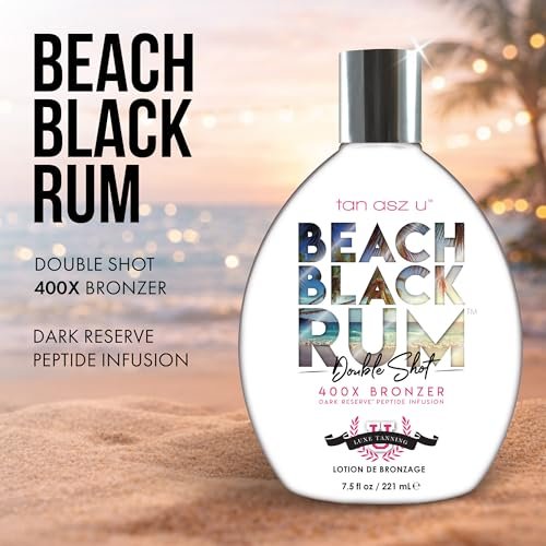 Tan Asz U Beach Black Rum Tanning Lotion – Double Shot 400X Bronzer, Dark Reserve Peptide Infusion, 13.5 oz Avelisse