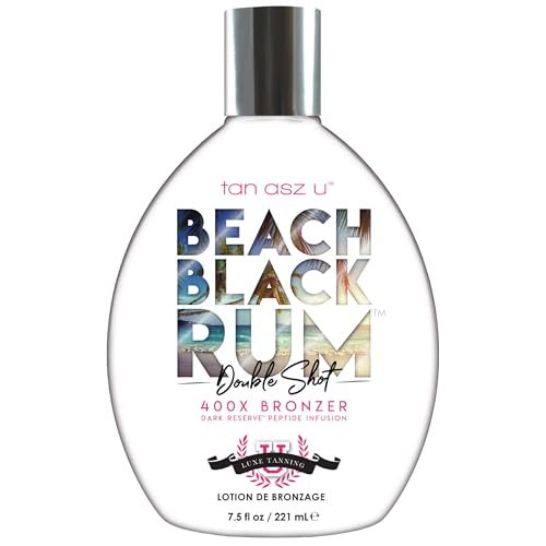 Tan Asz U Beach Black Rum Tanning Lotion – Double Shot 400X Bronzer, Dark Reserve Peptide Infusion, 13.5 oz Avelisse
