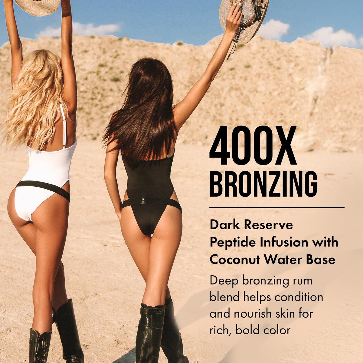 Tan Asz U Beach Black Rum Tanning Lotion – Double Shot 400X Bronzer, Dark Reserve Peptide Infusion, 13.5 oz Avelisse