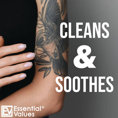 Essential Values Natural Green Soap - Gentle Tattoo Cleanser & Healing Promoter, 16 oz - USA Made