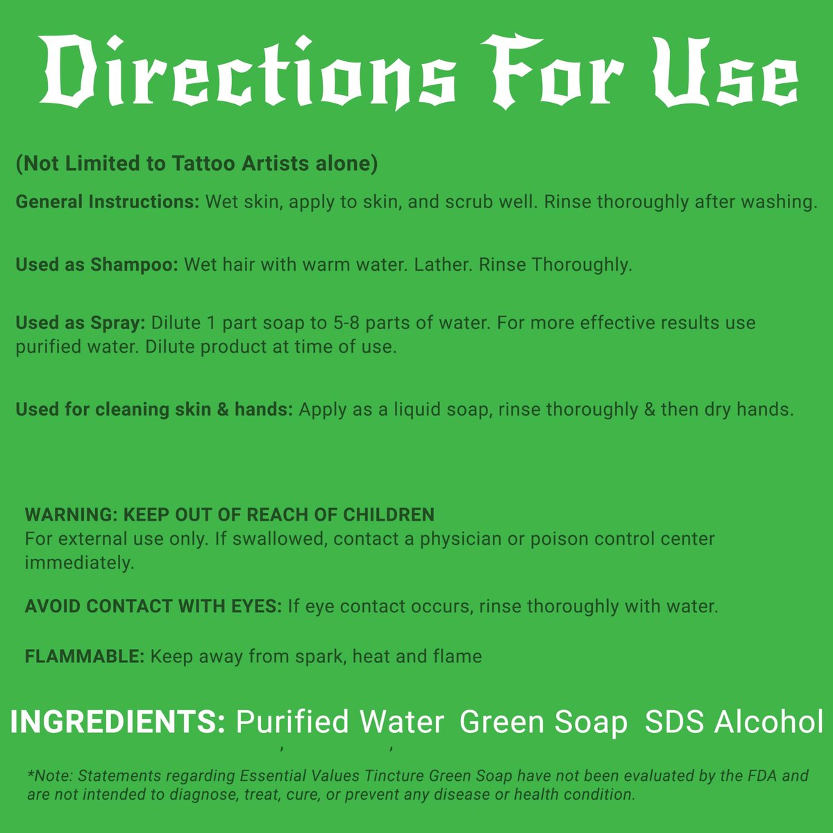 Essential Values Natural Green Soap - Gentle Tattoo Cleanser & Healing Promoter, 16 oz - USA Made - görsel 15