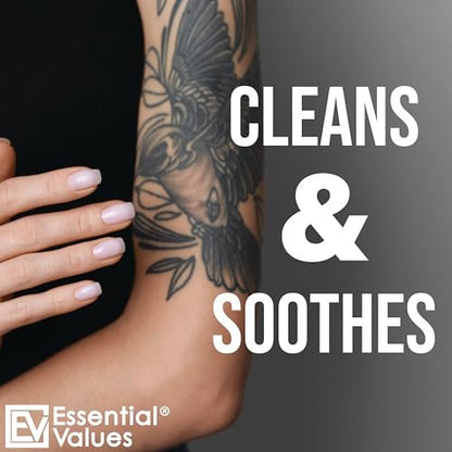 Essential Values Natural Green Soap - Gentle Tattoo Cleanser & Healing Promoter, 16 oz - USA Made