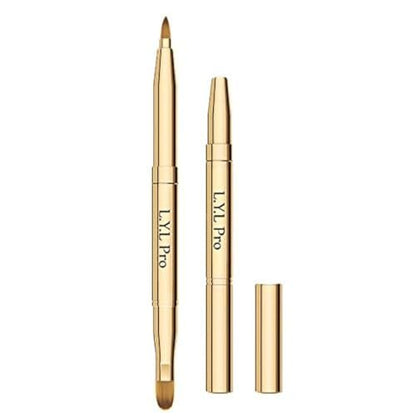 L.Y.L Pro Gold Retractable Lip Makeup Brushes - Double-Ended Travel Lip Brush for Lipstick & Gloss