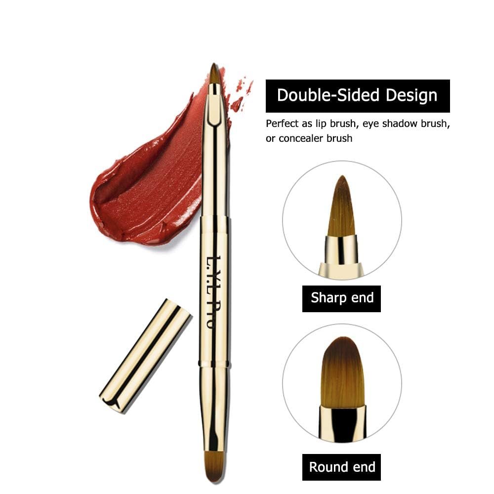 L.Y.L Pro Gold Retractable Lip Makeup Brushes - Double-Ended Travel Lip Brush for Lipstick & Gloss - görsel 8