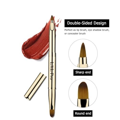 L.Y.L Pro Gold Retractable Lip Makeup Brushes - Double-Ended Travel Lip Brush for Lipstick & Gloss - görsel 9