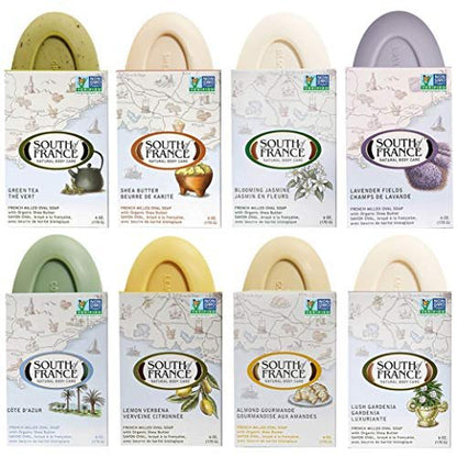 South Of France Natural Body Care Triple Milled Large 6OZ Bar Soap – Variety Pack 1 (8 Bars) Avelisse