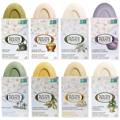 South Of France Natural Body Care Triple Milled Large 6OZ Bar Soap – Variety Pack 1 (8 Bars) Avelisse