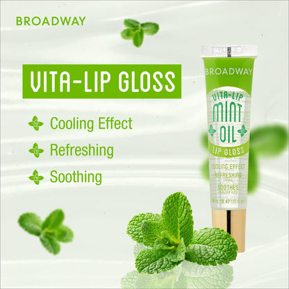 Ruby Kisses Broadway Vita-Lip Clear Lip Gloss 4-Pack: Mint, Rosehip, Coconut Oil, Lip Oil Treatment - Ultra-Hydrating Multi-Vitamin High-Shine Non-Sticky Lip Balm