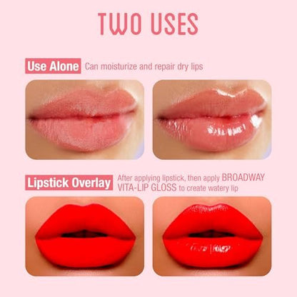 Ruby Kisses Broadway Vita-Lip Clear Lip Gloss 4-Pack: Mint, Rosehip, Coconut Oil, Lip Oil Treatment - Ultra-Hydrating Multi-Vitamin High-Shine Non-Sticky Lip Balm