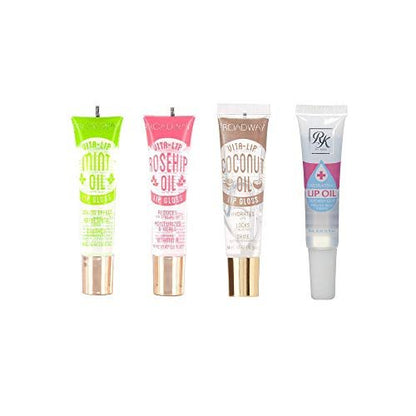 Ruby Kisses Broadway Vita-Lip Clear Lip Gloss 4-Pack: Mint, Rosehip, Coconut Oil, Lip Oil Treatment - Ultra-Hydrating Multi-Vitamin High-Shine Non-Sticky Lip Balm