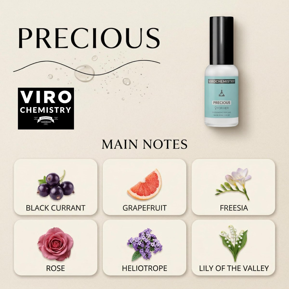 VIROCHEMISTRY Precious Pheromone Perfume for Women – Ultra Strength Organic Fragrance Body Perfume, 1 Fl Oz - görsel 5