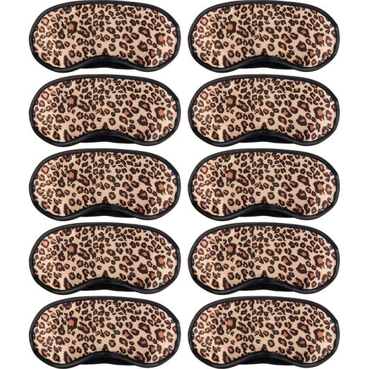 10 Pack Sleep Mask - Leopard Eye Masks for Sleeping, Shift Work, Naps, Travel - Soft Satin Blindfold with Nose Pad for Men & Women