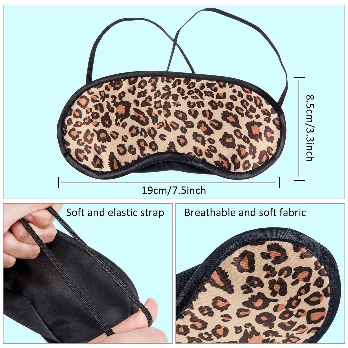 10 Pack Sleep Mask - Leopard Eye Masks for Sleeping, Shift Work, Naps, Travel - Soft Satin Blindfold with Nose Pad for Men & Women - görsel 7
