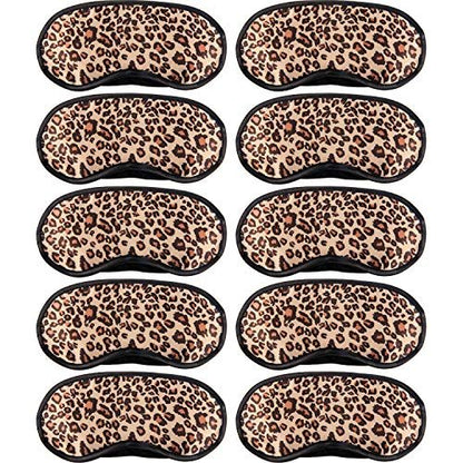 10 Pack Sleep Mask - Leopard Eye Masks for Sleeping, Shift Work, Naps, Travel - Soft Satin Blindfold with Nose Pad for Men & Women