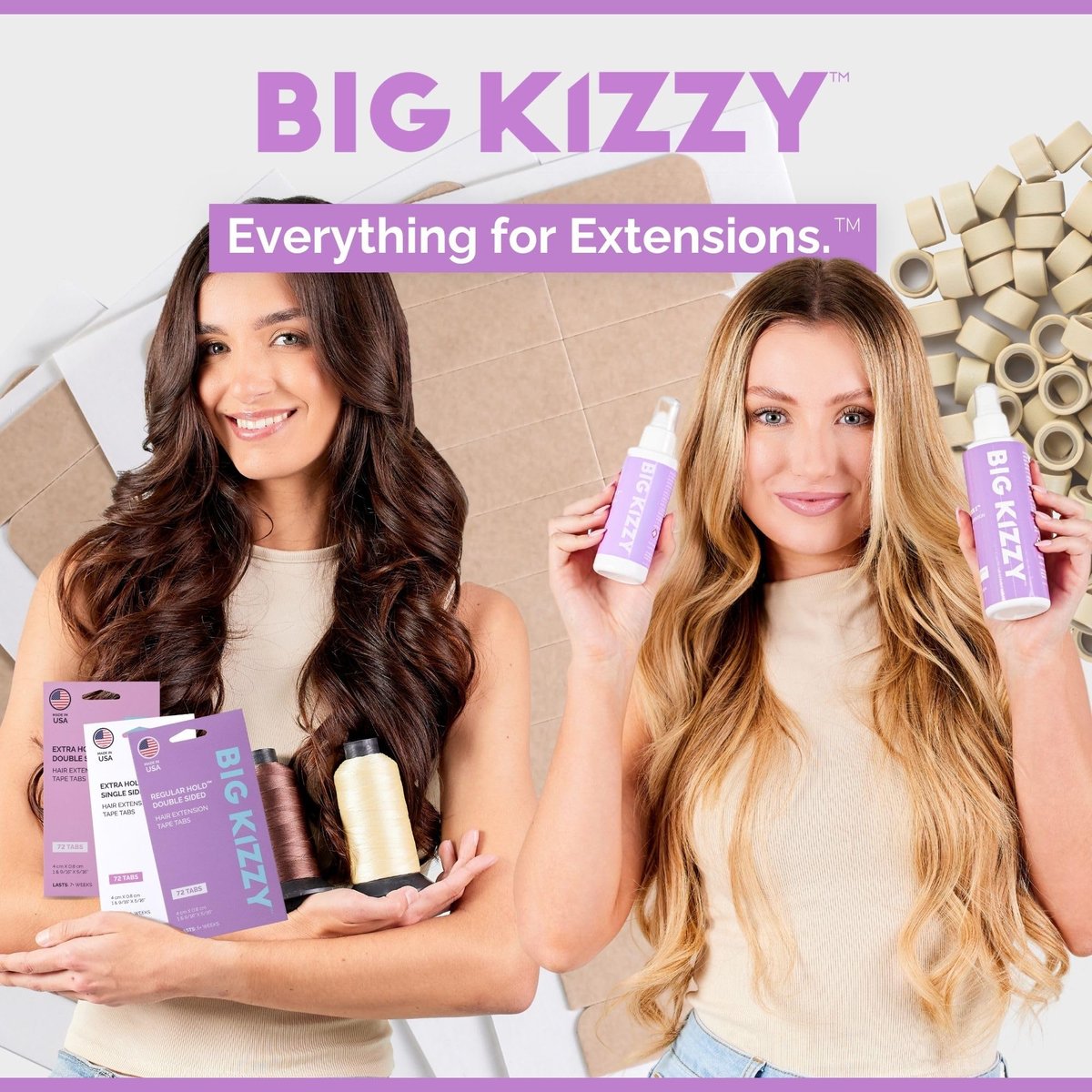 Big Kizzy Tape in Extension Remover Spray - Fastest & Easiest Tape In Remover, 8oz - Compatible with All Human Hair Extension Tape - görsel 11