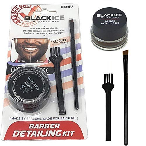 Black Ice Barber Detailing Kit - Beard & Mustache Sharp Hairline Brush (Charcoal Black) - görsel 6