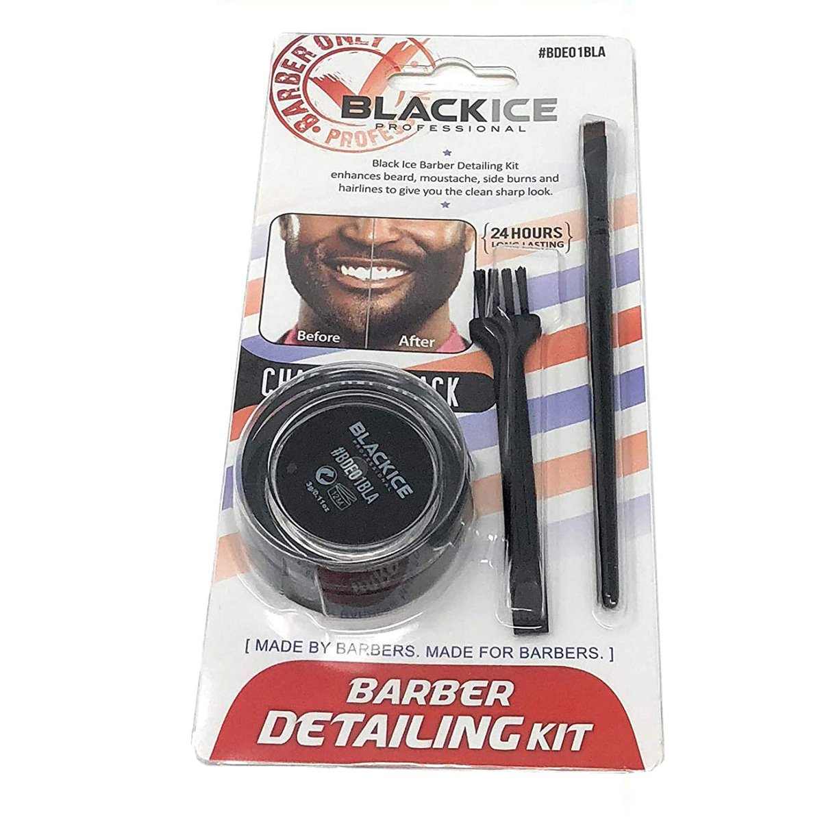 Black Ice Barber Detailing Kit - Beard & Mustache Sharp Hairline Brush (Charcoal Black) - görsel 1