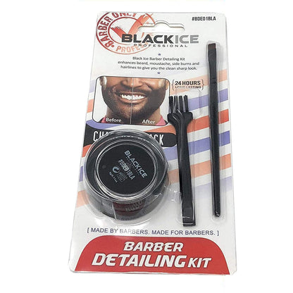 Black Ice Barber Detailing Kit - Beard & Mustache Sharp Hairline Brush (Charcoal Black)