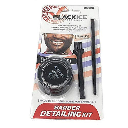 Black Ice Barber Detailing Kit - Beard & Mustache Sharp Hairline Brush (Charcoal Black)