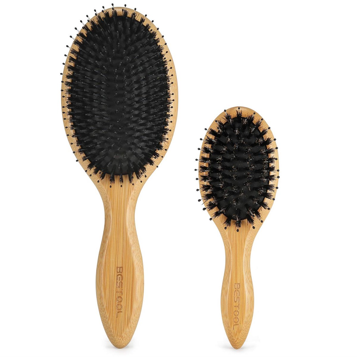 BESTOOL Boar Bristle Hair Brush Set (Regular & Small) for Women, Men, Kids – Detangling, Softening, and Silky Shine for All Hair Types Avelisse