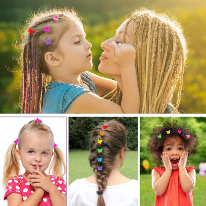 Mandalahuang 100 Pcs Butterfly Hair Clips - Pastel & Rainbow Mini Hair Clips for Girls, Assorted Colors