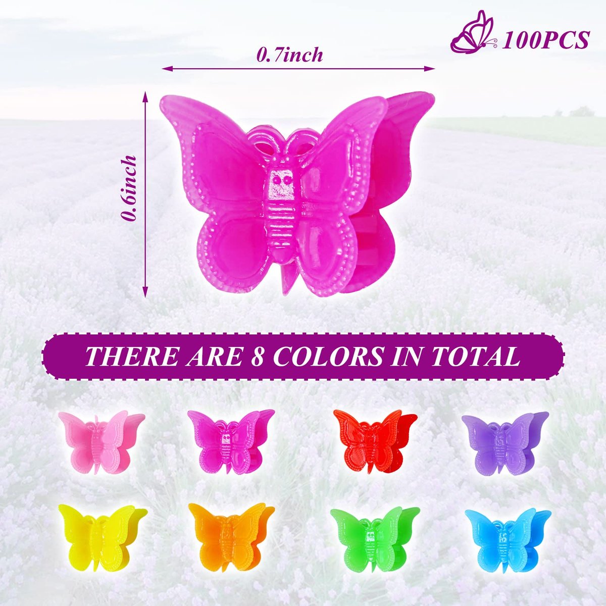 Mandalahuang 100 Pcs Butterfly Hair Clips - Pastel & Rainbow Mini Hair Clips for Girls, Assorted Colors - görsel 3