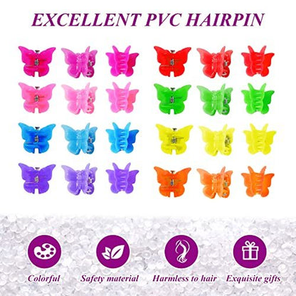 Mandalahuang 100 Pcs Butterfly Hair Clips - Pastel & Rainbow Mini Hair Clips for Girls, Assorted Colors
