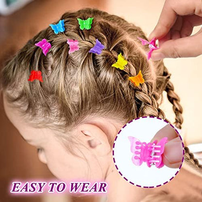 Mandalahuang 100 Pcs Butterfly Hair Clips - Pastel & Rainbow Mini Hair Clips for Girls, Assorted Colors