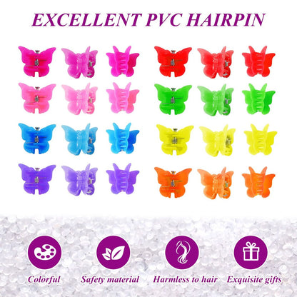 Mandalahuang 100 Pcs Butterfly Hair Clips - Pastel & Rainbow Mini Hair Clips for Girls, Assorted Colors