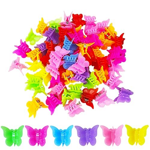 Mandalahuang 100 Pcs Butterfly Hair Clips - Pastel & Rainbow Mini Hair Clips for Girls, Assorted Colors - görsel 2