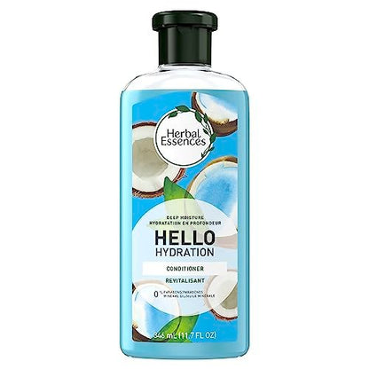 Herbal Essences Hello Hydration Conditioner, Deep Moisture for Hair, 11.7 Fl Oz, Coconut Scent, Paraben Free, Dermatologist Tested, Cruelty Free