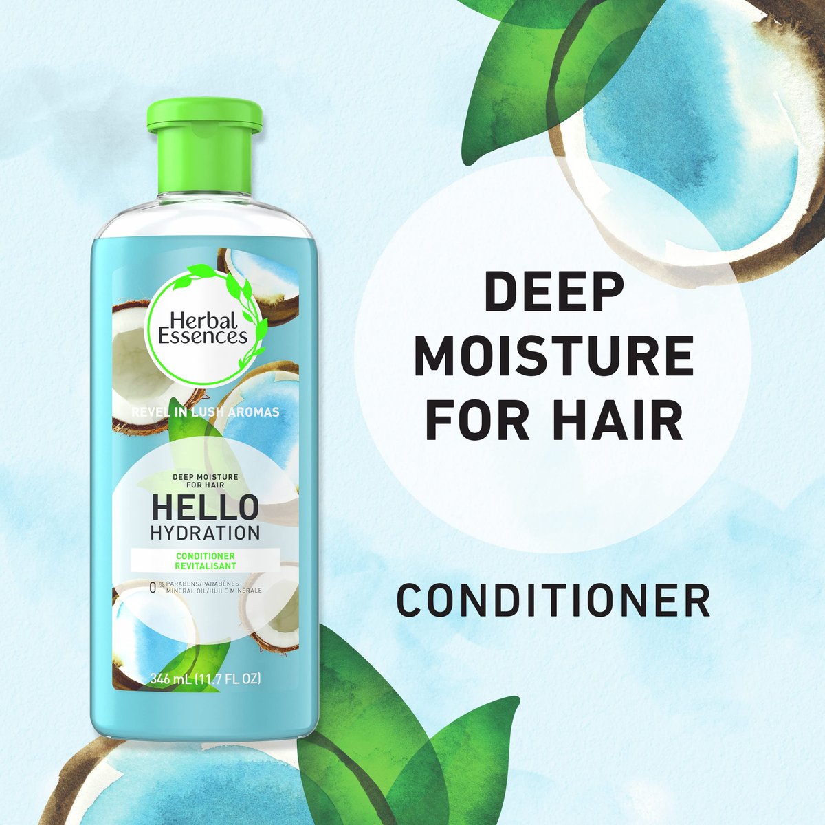 Herbal Essences Hello Hydration Conditioner, Deep Moisture for Hair, 11.7 Fl Oz, Coconut Scent, Paraben Free, Dermatologist Tested, Cruelty Free - görsel 5
