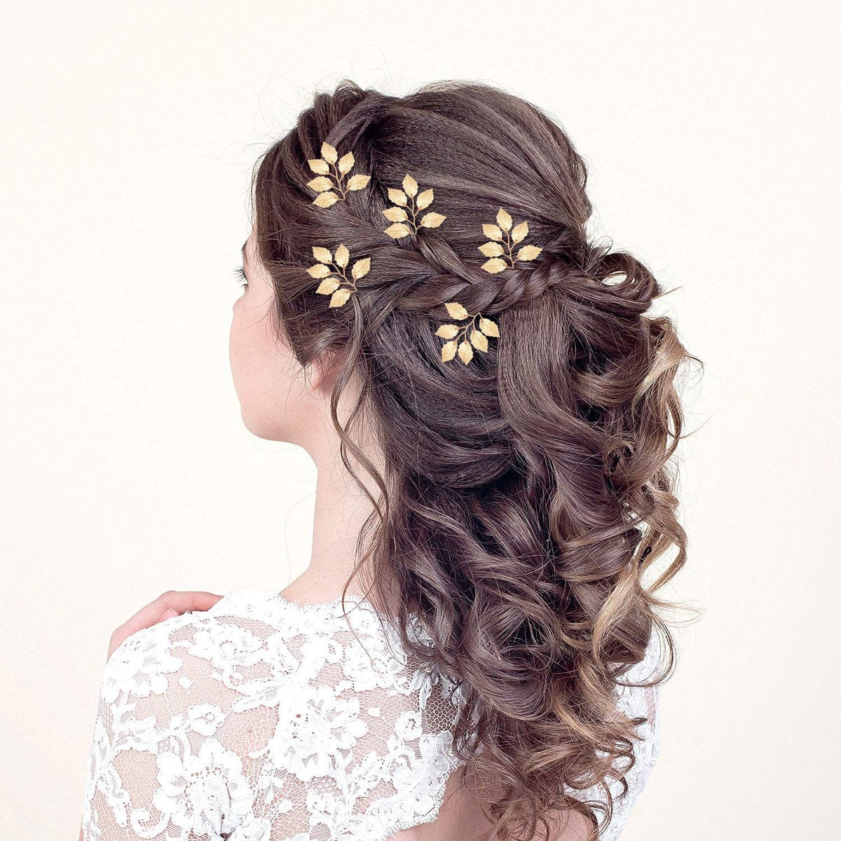 Vintage Gold Leaf Bride Hair Pins - 10 Piece Wedding Hair Accessories for Brides and Bridesmaids Avelisse