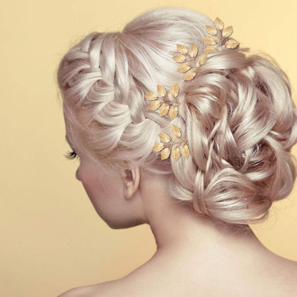 Vintage Gold Leaf Bride Hair Pins - 10 Piece Wedding Hair Accessories for Brides and Bridesmaids Avelisse