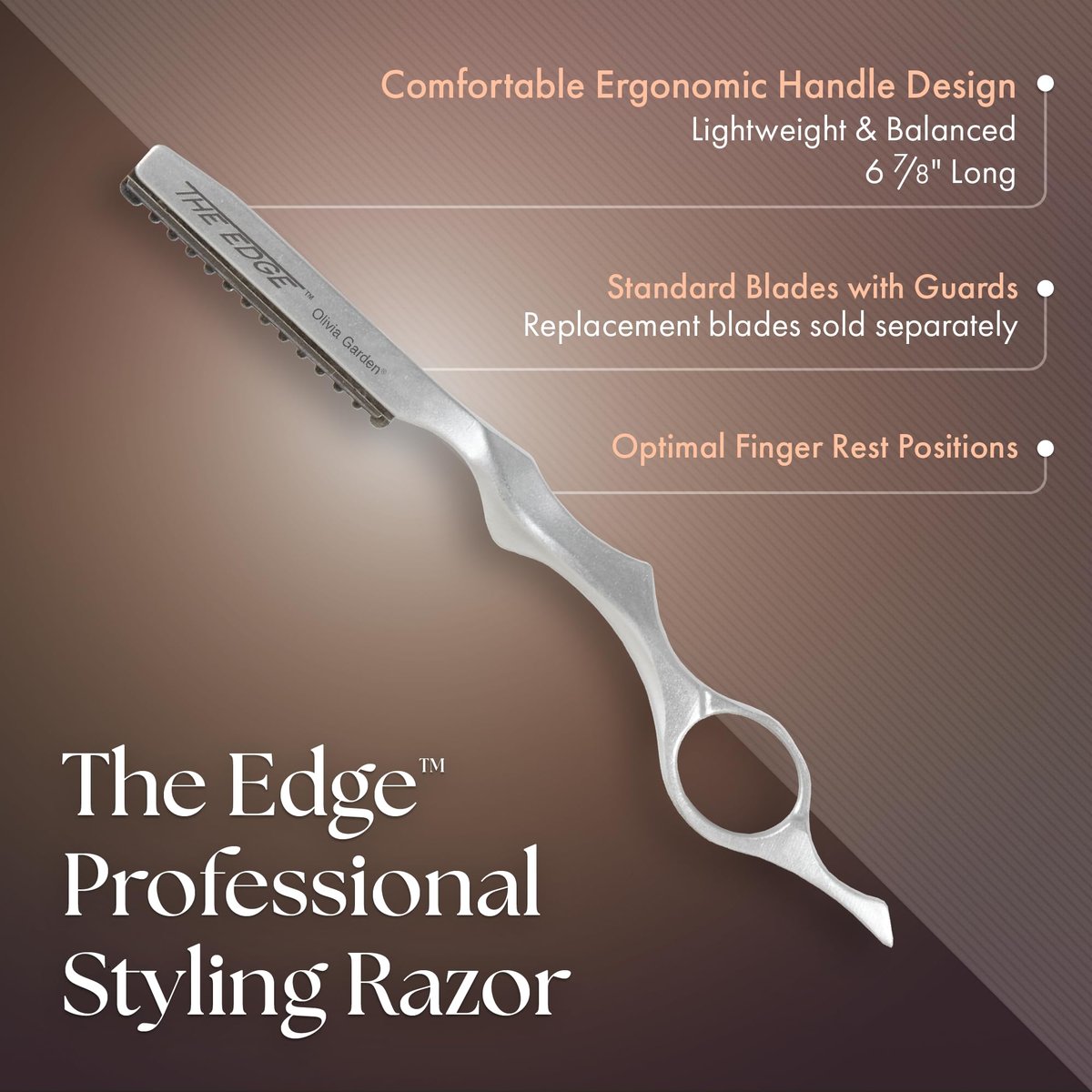 Olivia Garden The Edge Razor – Professional Straight Razor for Precise Shaving & Detailing (1 Count, Aluminum) - görsel 3