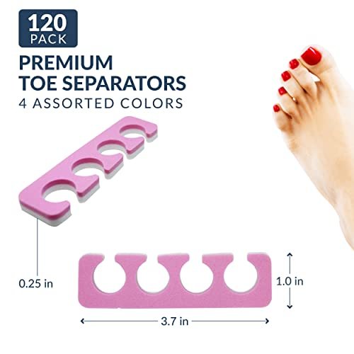 ZMOI 120 PCS Premium Pedicure Toe Separators - Soft & Durable Bulk Salon Pedicure Accessories, 4 Colors Avelisse