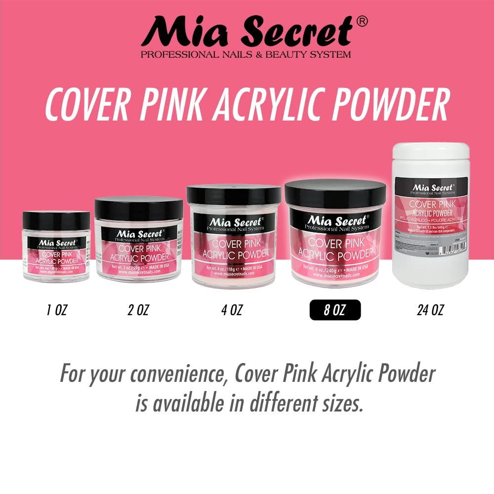 Mia Secret Cover Pink Acrylic Powder (8 oz) – Professional Nail System for Long-Lasting Nails Avelisse